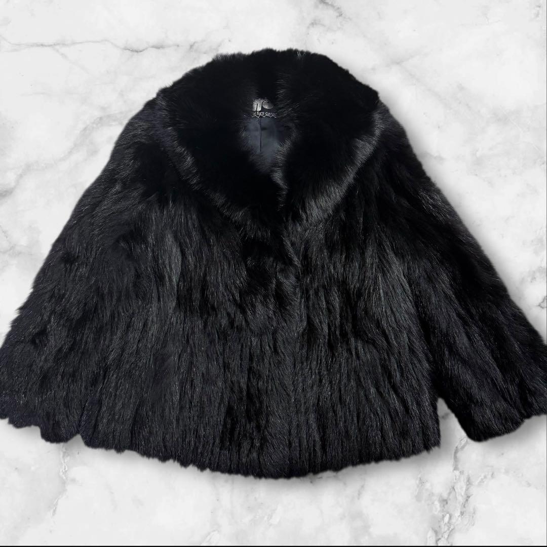 美品✨ ブラックフォックス ショートコート ボリューム満点 毛並み上質 サイズL