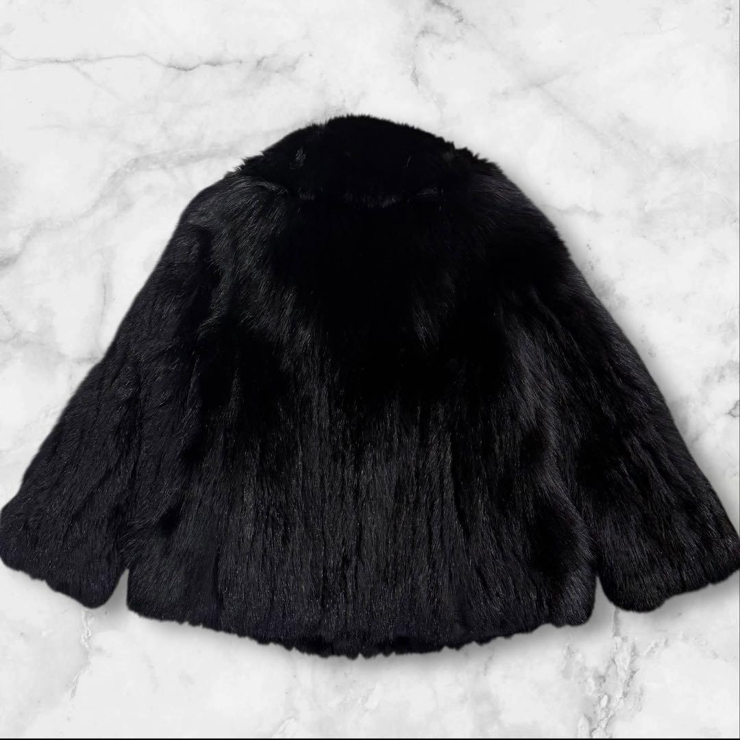 美品✨ ブラックフォックス ショートコート ボリューム満点 毛並み上質 サイズL