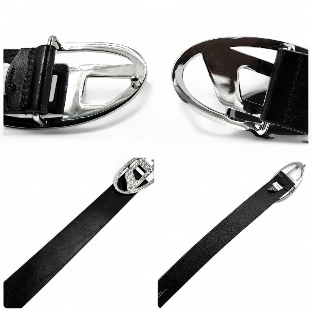 【美品】 ディーゼル B-1DR Strass ベルト ライトストーン ブラック