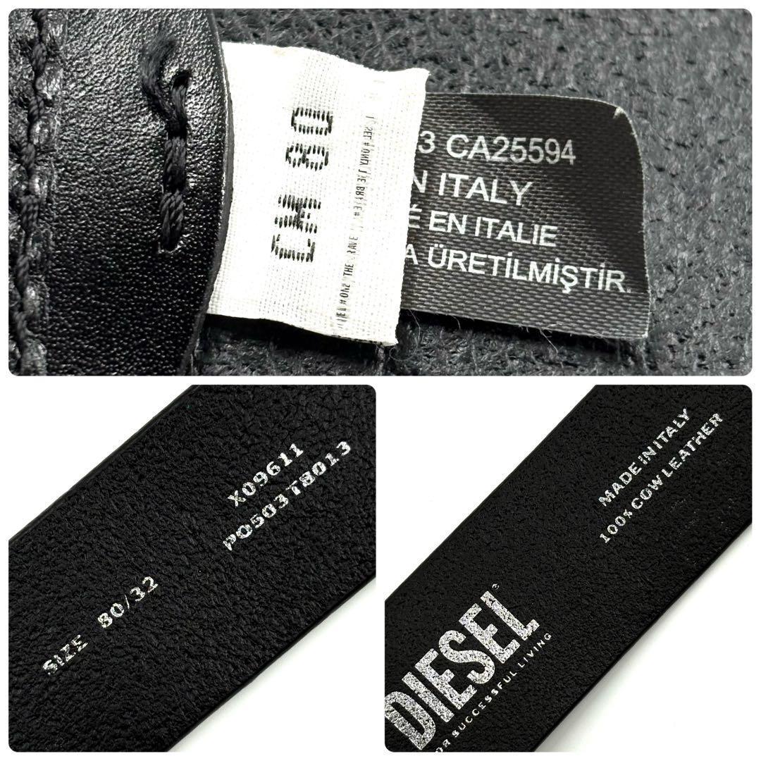 【美品】 ディーゼル B-1DR Strass ベルト ライトストーン ブラック