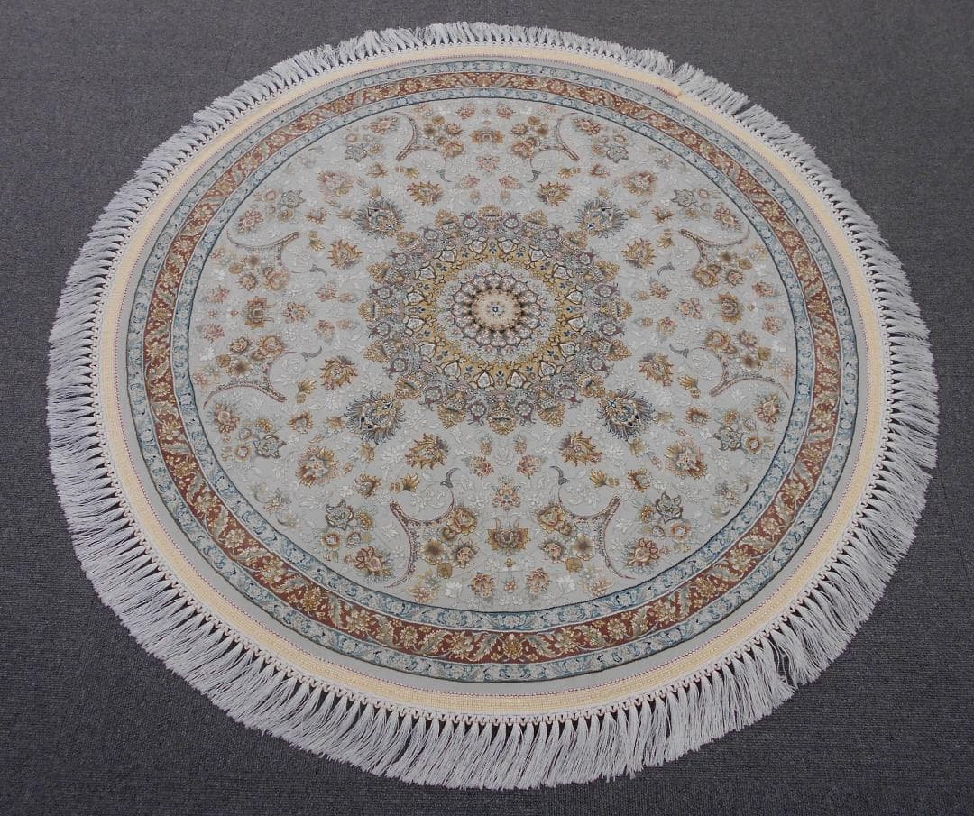 専用！225万ノット！ 本場イラン産 絨毯！円形150cm-200111