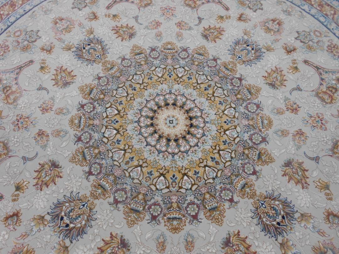 専用！225万ノット！ 本場イラン産 絨毯！円形150cm-200111