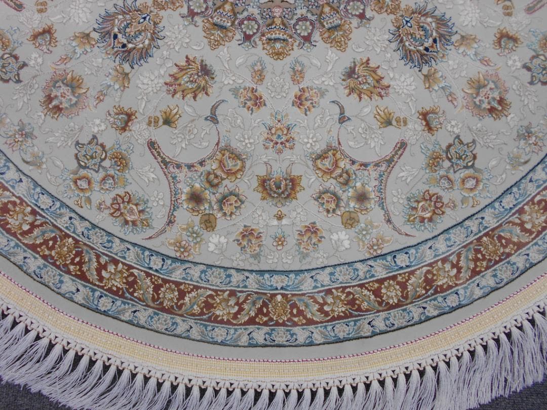 専用！225万ノット！ 本場イラン産 絨毯！円形150cm-200111