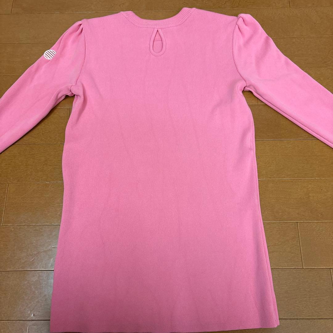 ボーダーズ　パール付きピンク長袖トップス