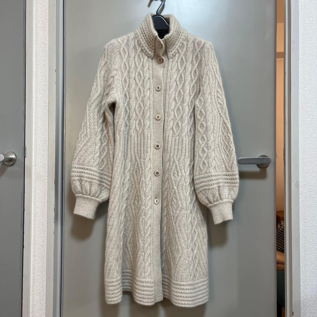 【超美品】レオナール羊毛フォックスロングカーディガン