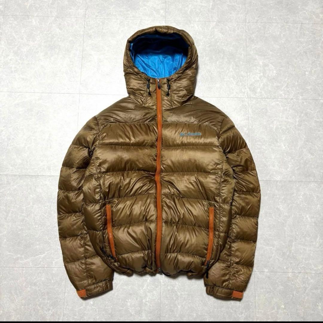 <希少> Columbiaダウンジャケット ブラウン ターコイズMサイズ