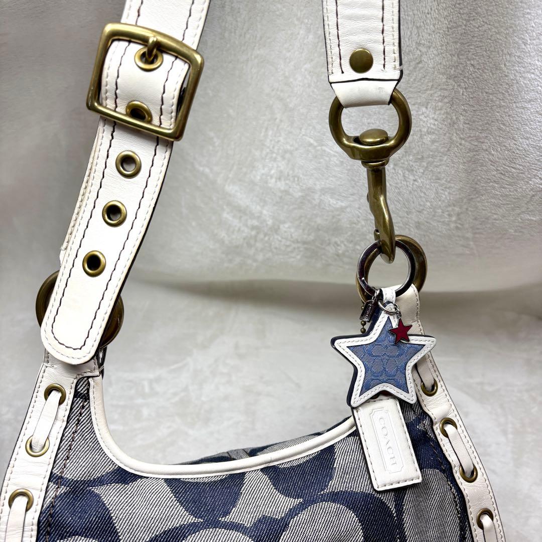 Coach Shoulder Bag Denim Blue White コーチ