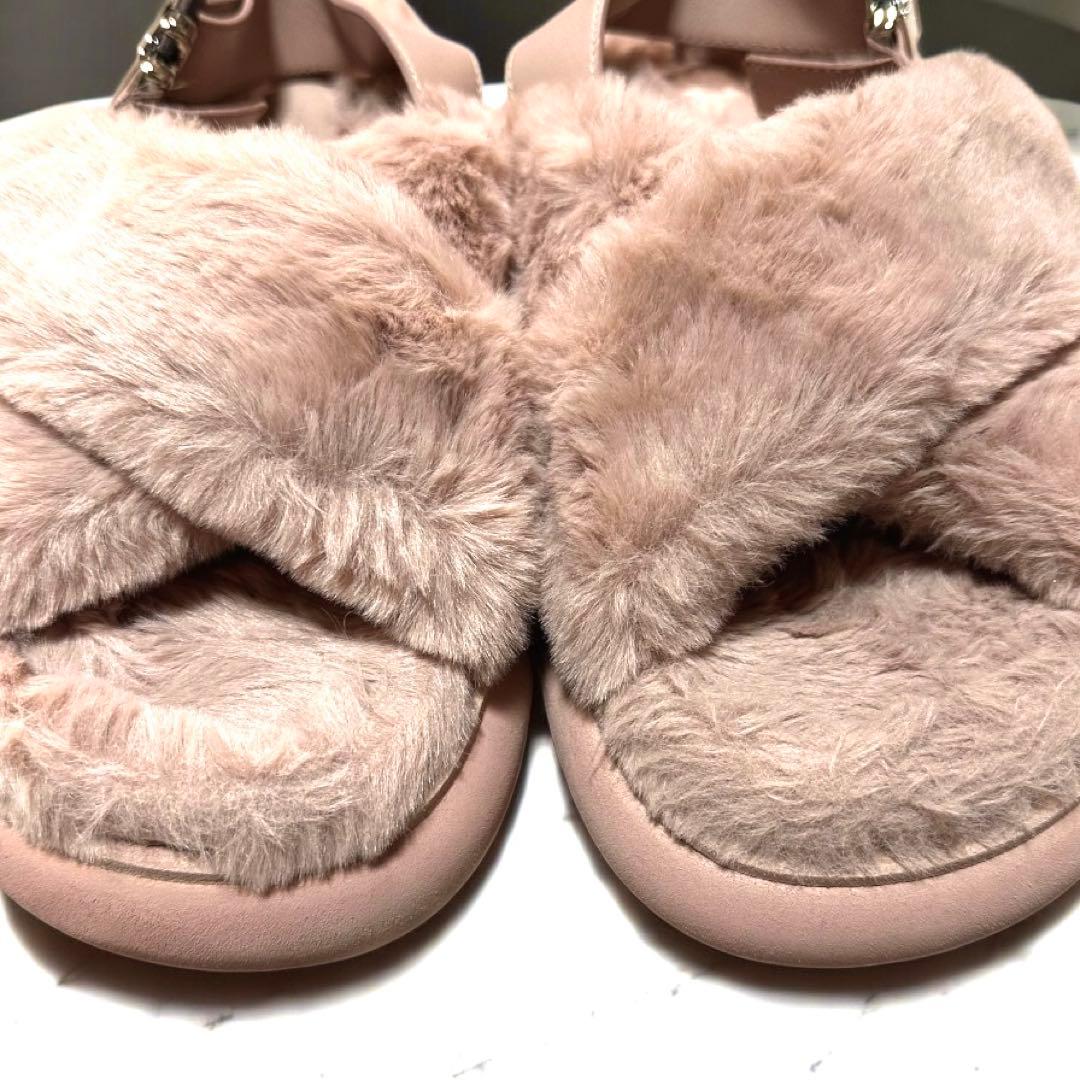 美品★MONCLER モンクレール ソラリス ファーサンダル ピンク 23.5