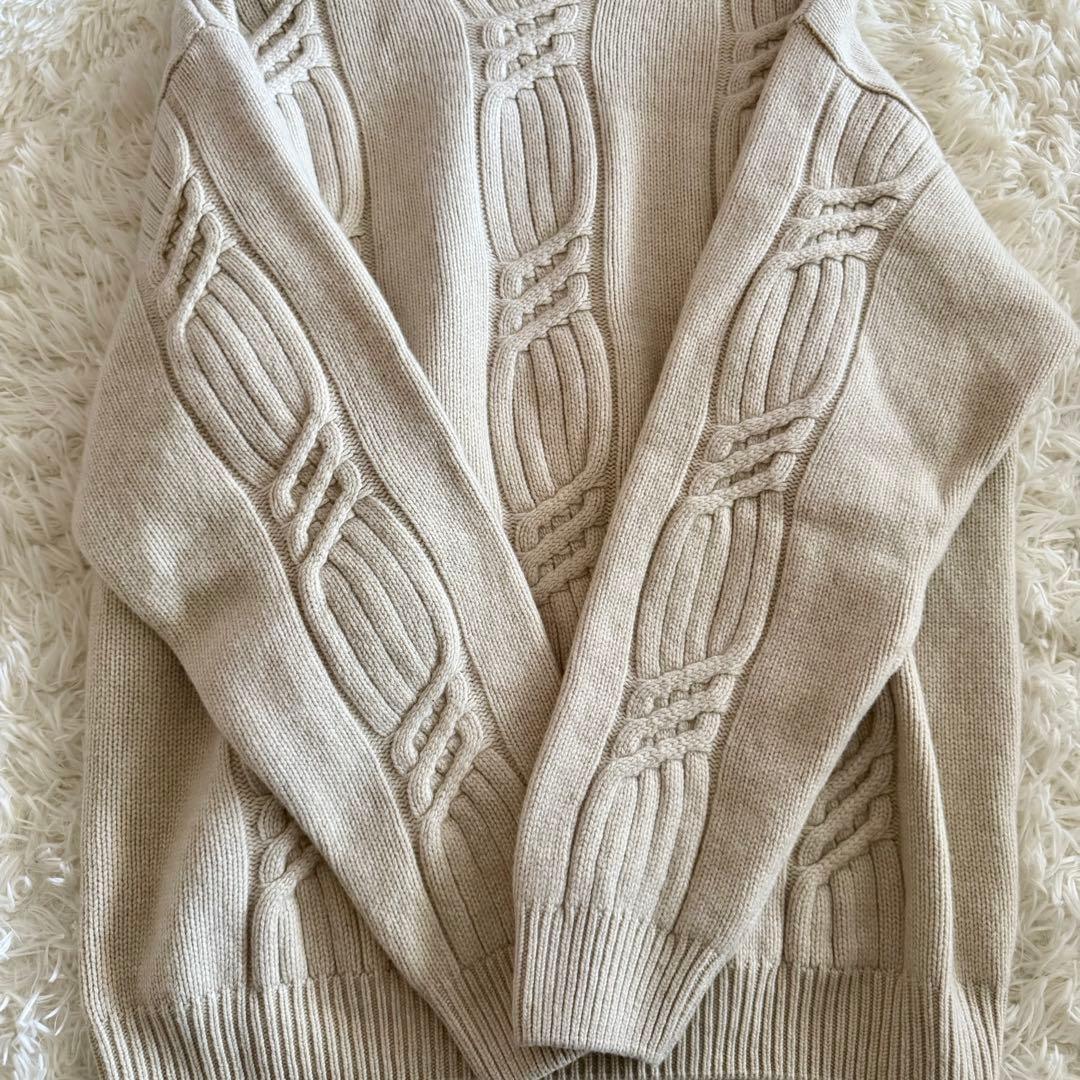 【極美品】【希少】ヴェルサーチ ケーブルニット　モックネック　アイボリー　L