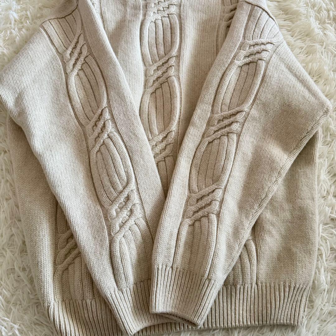 【極美品】【希少】ヴェルサーチ ケーブルニット　モックネック　アイボリー　L