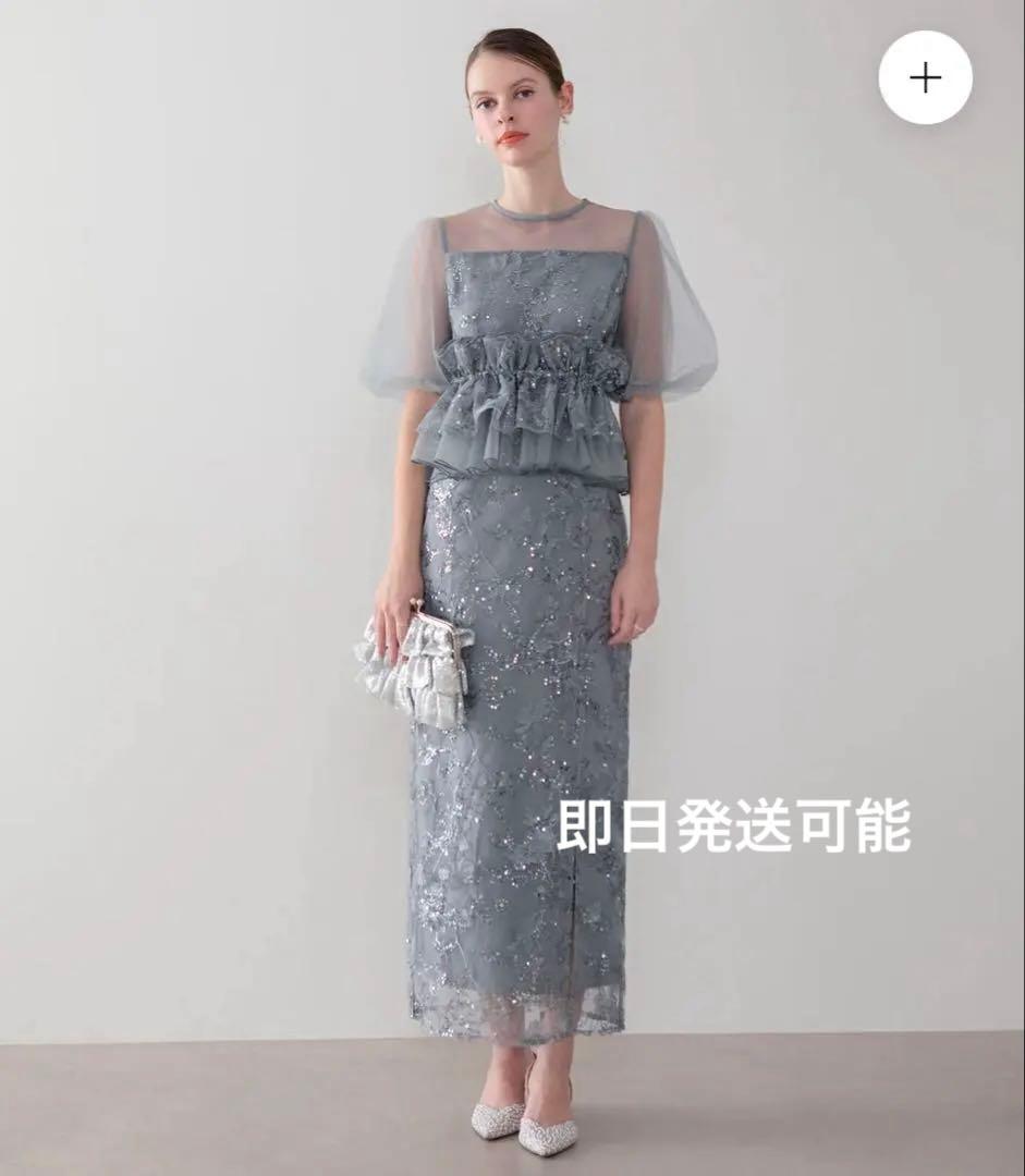 Leja 3WAYチュールラッフルフラワースパンコールIラインワンピースドレス