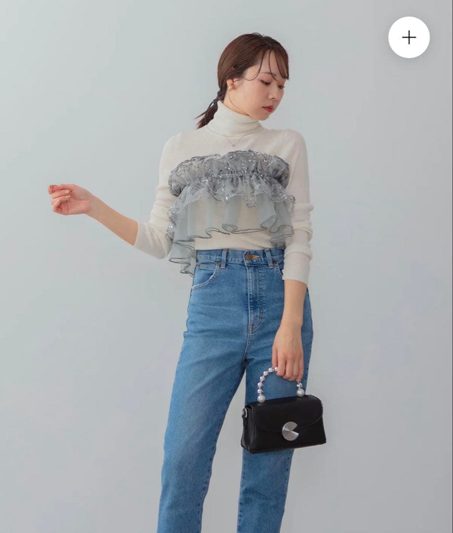 Leja 3WAYチュールラッフルフラワースパンコールIラインワンピースドレス