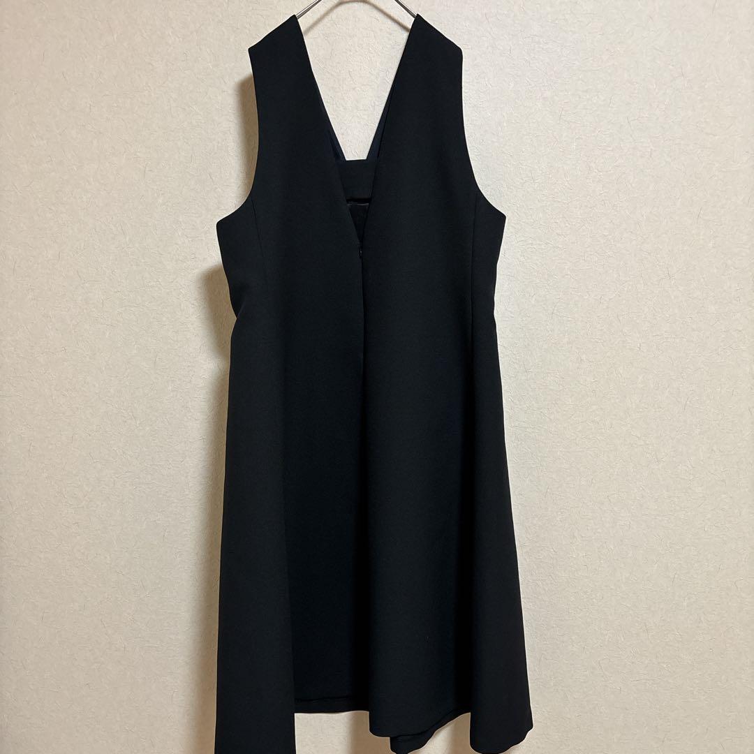 Maglie for white 黒 Vネック ワンピース Aライン 裏地付17