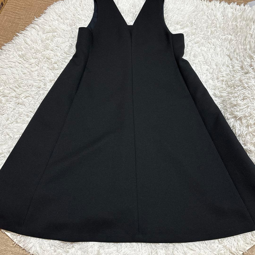 Maglie for white 黒 Vネック ワンピース Aライン 裏地付17