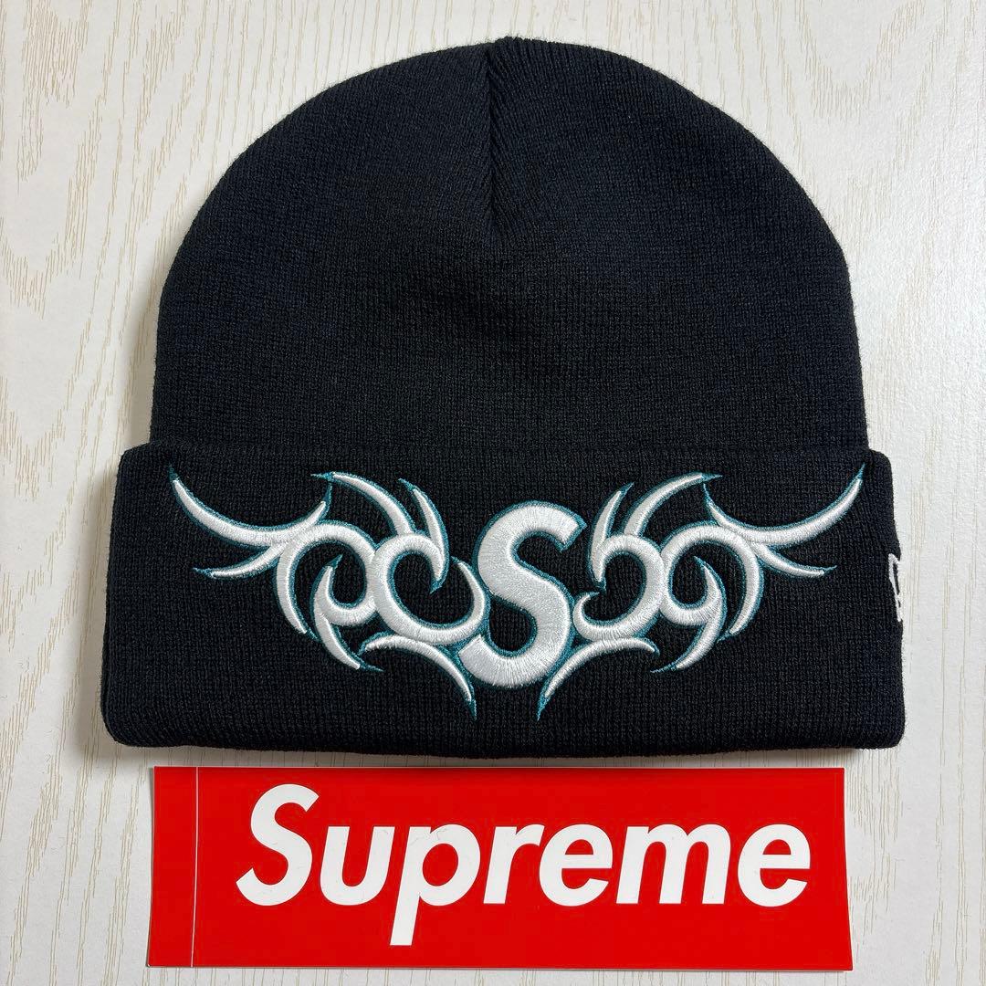 Supreme NEW ERA ニット帽　ビーニー　Sロゴ ブラック　黒