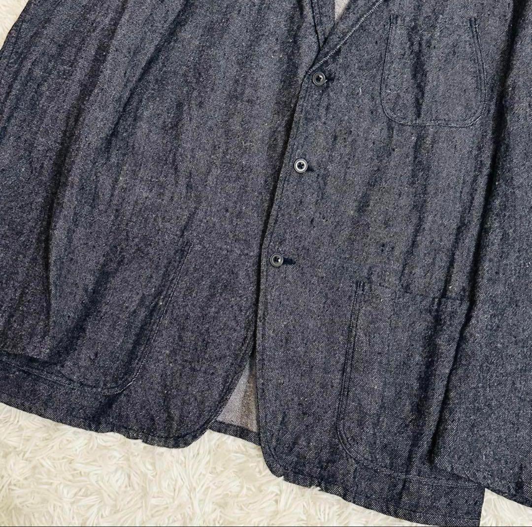 美品 コモリ テーラードジャケット ウールリネン シャツ デニム調 インディゴ