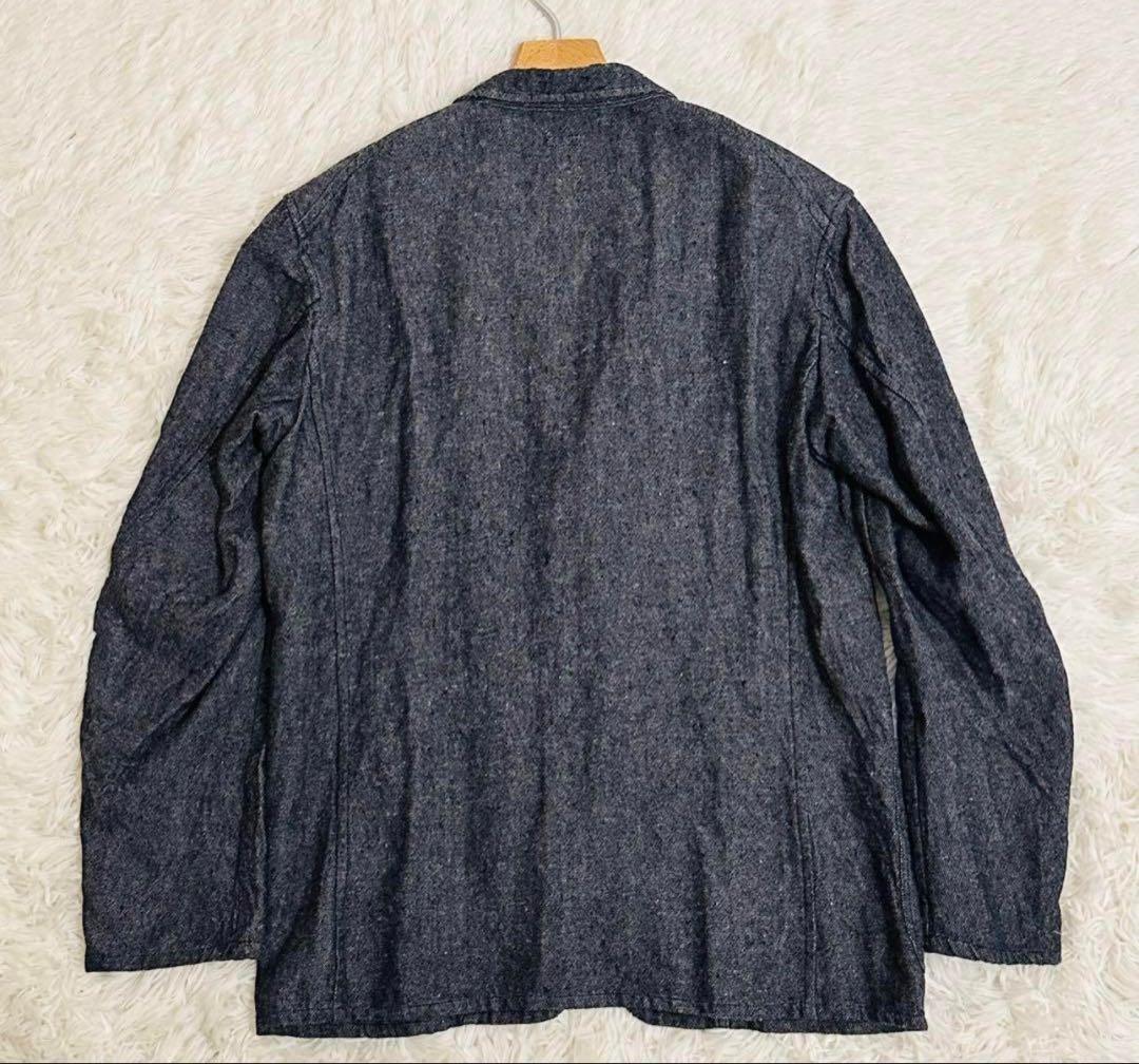 美品 コモリ テーラードジャケット ウールリネン シャツ デニム調 インディゴ