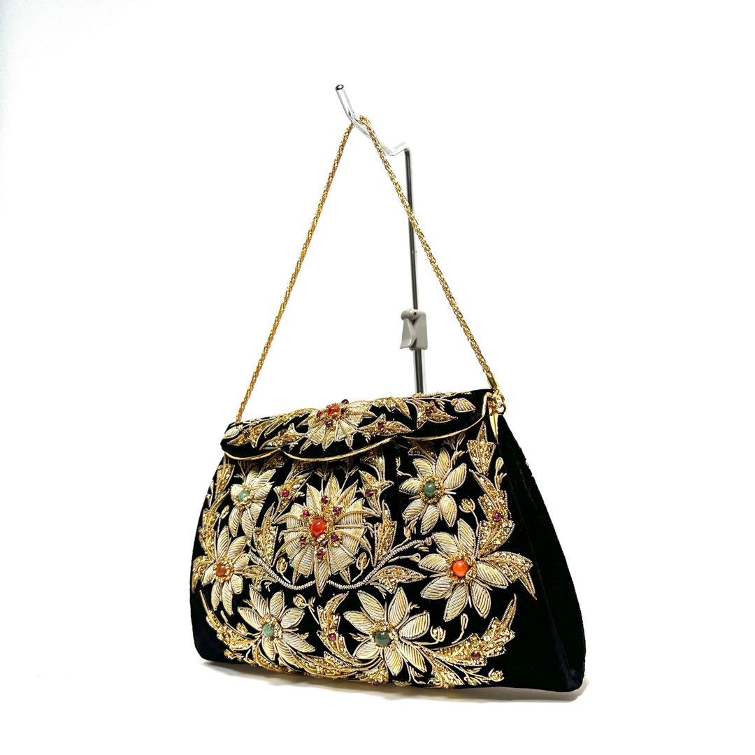 【美品】LUMY はしもと ルミー/ハンドバッグ ビーズバッグ パーティーバッグ