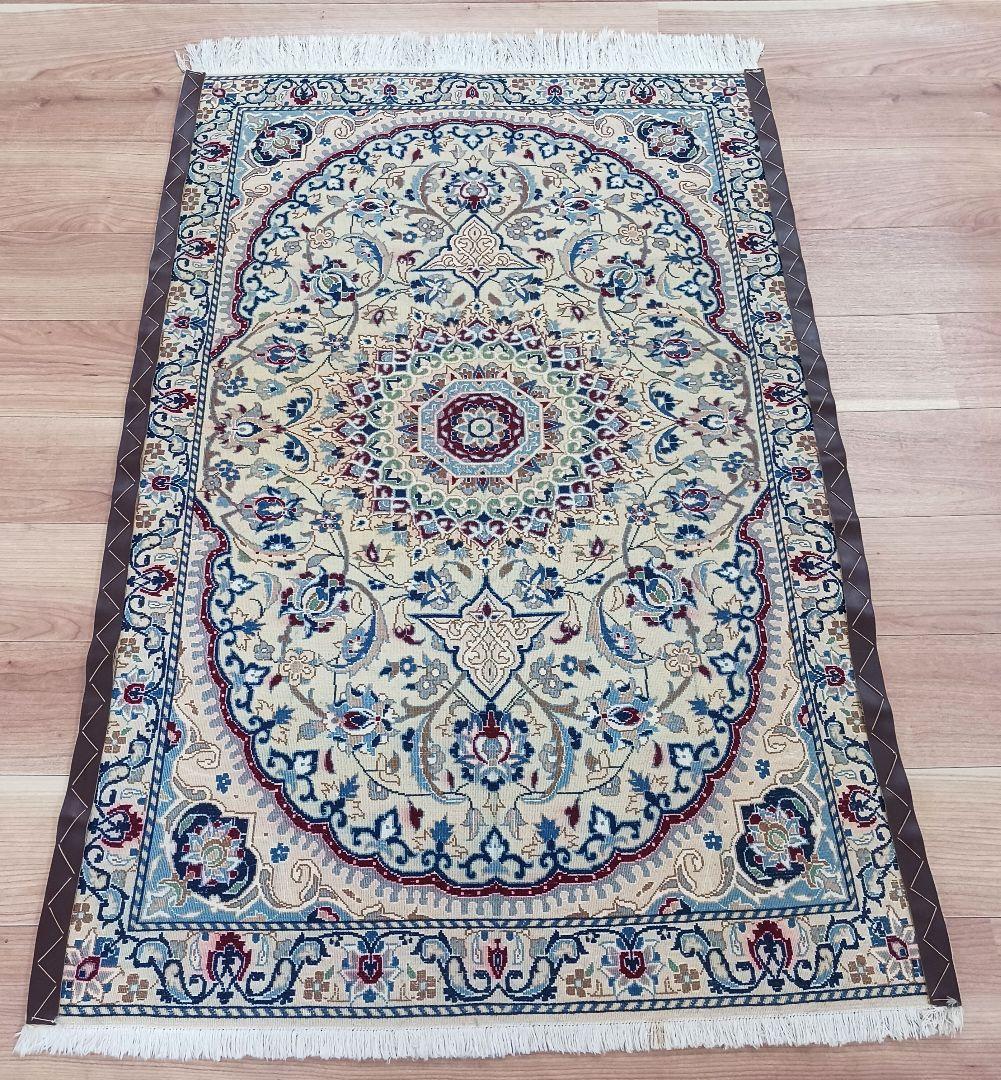 専用Y2617 ペルシャ絨毯 ナイン産 手織り ウール ラグ マット