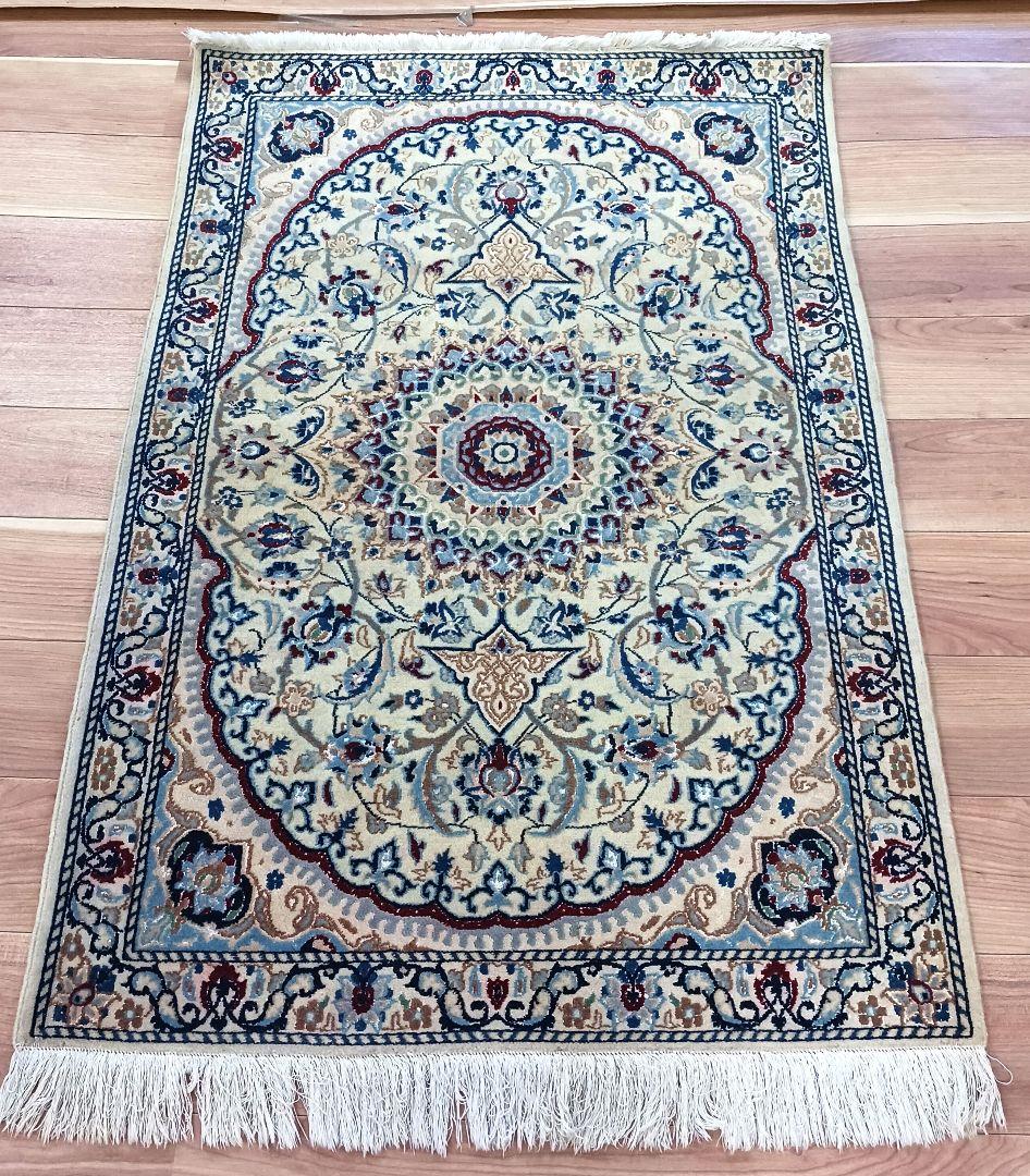 専用Y2617 ペルシャ絨毯 ナイン産 手織り ウール ラグ マット