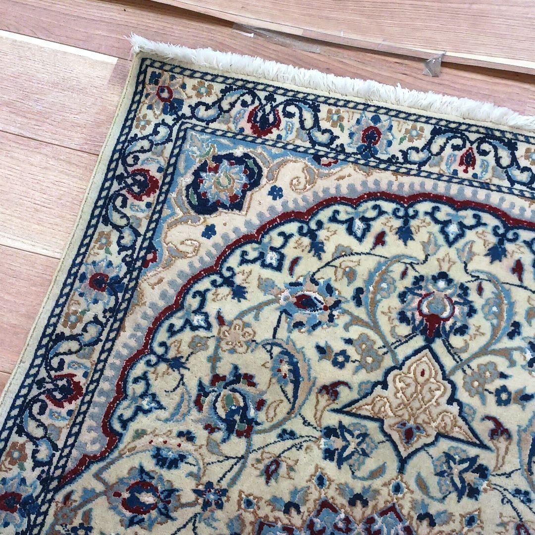 専用Y2617 ペルシャ絨毯 ナイン産 手織り ウール ラグ マット