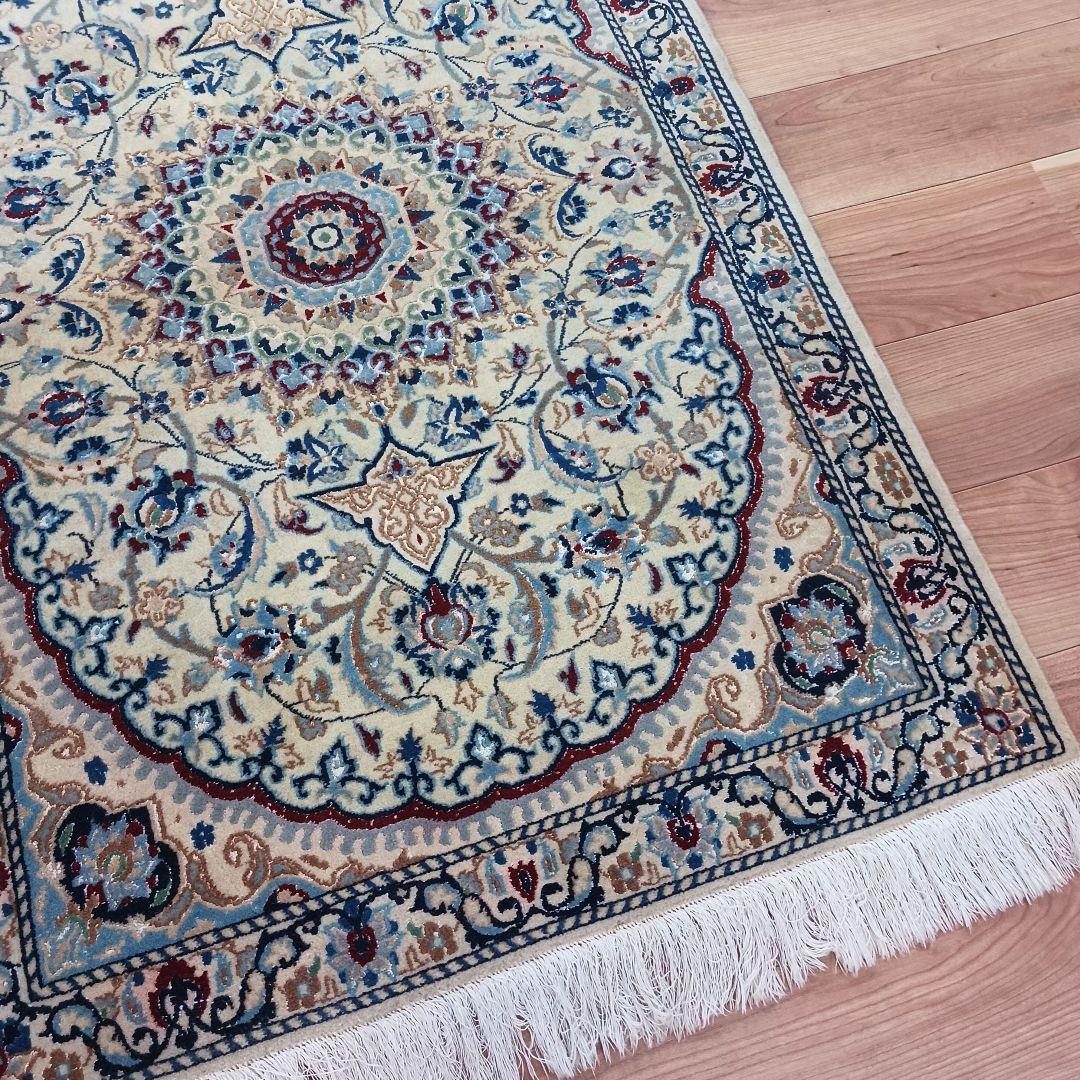 専用Y2617 ペルシャ絨毯 ナイン産 手織り ウール ラグ マット