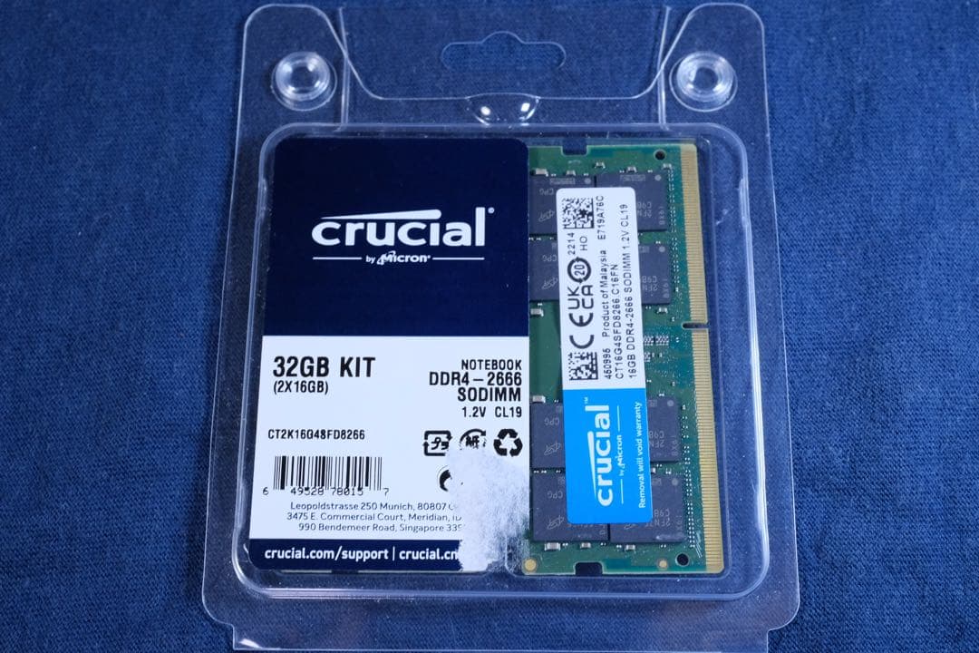 Crucial 32GB DDR4-2666 SO-DIMM メモリーキット