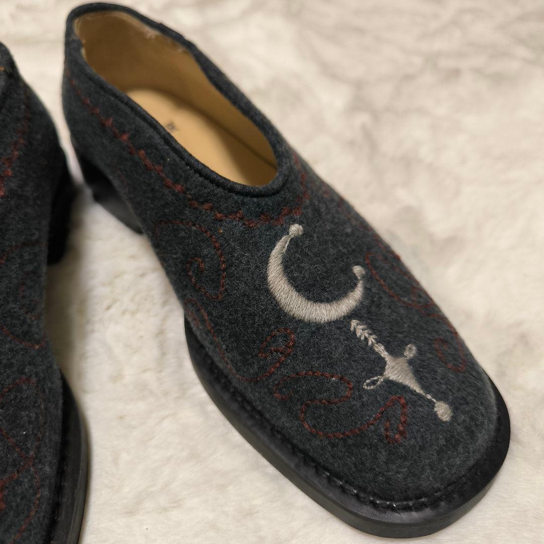 CAMPER カンペール　グレー フラットシューズ　刺繍