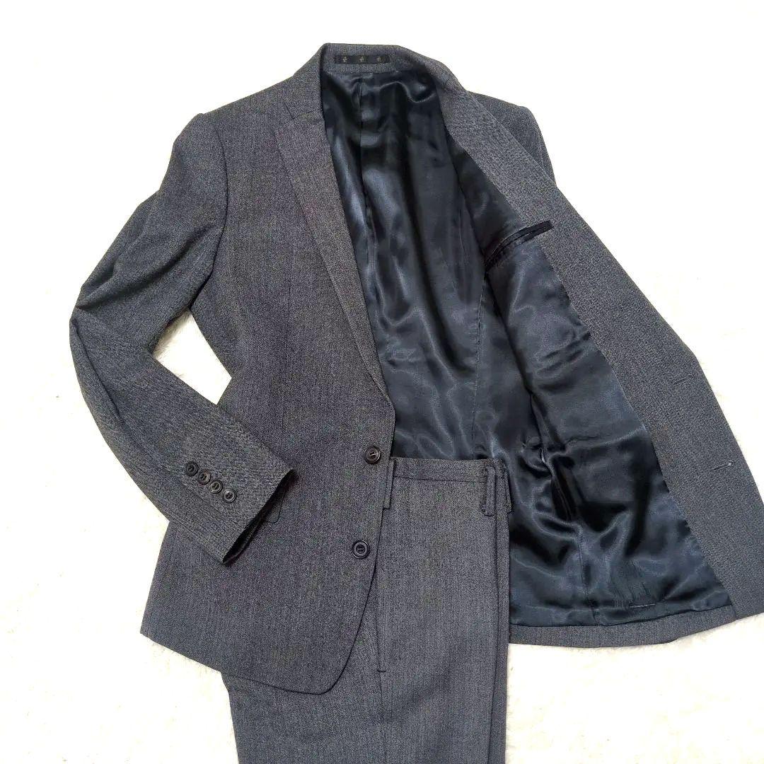 ato　アトウ　ヘリンボーン　セットアップ　総裏　ウール　グレー　46 48