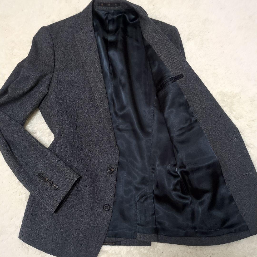 ato　アトウ　ヘリンボーン　セットアップ　総裏　ウール　グレー　46 48