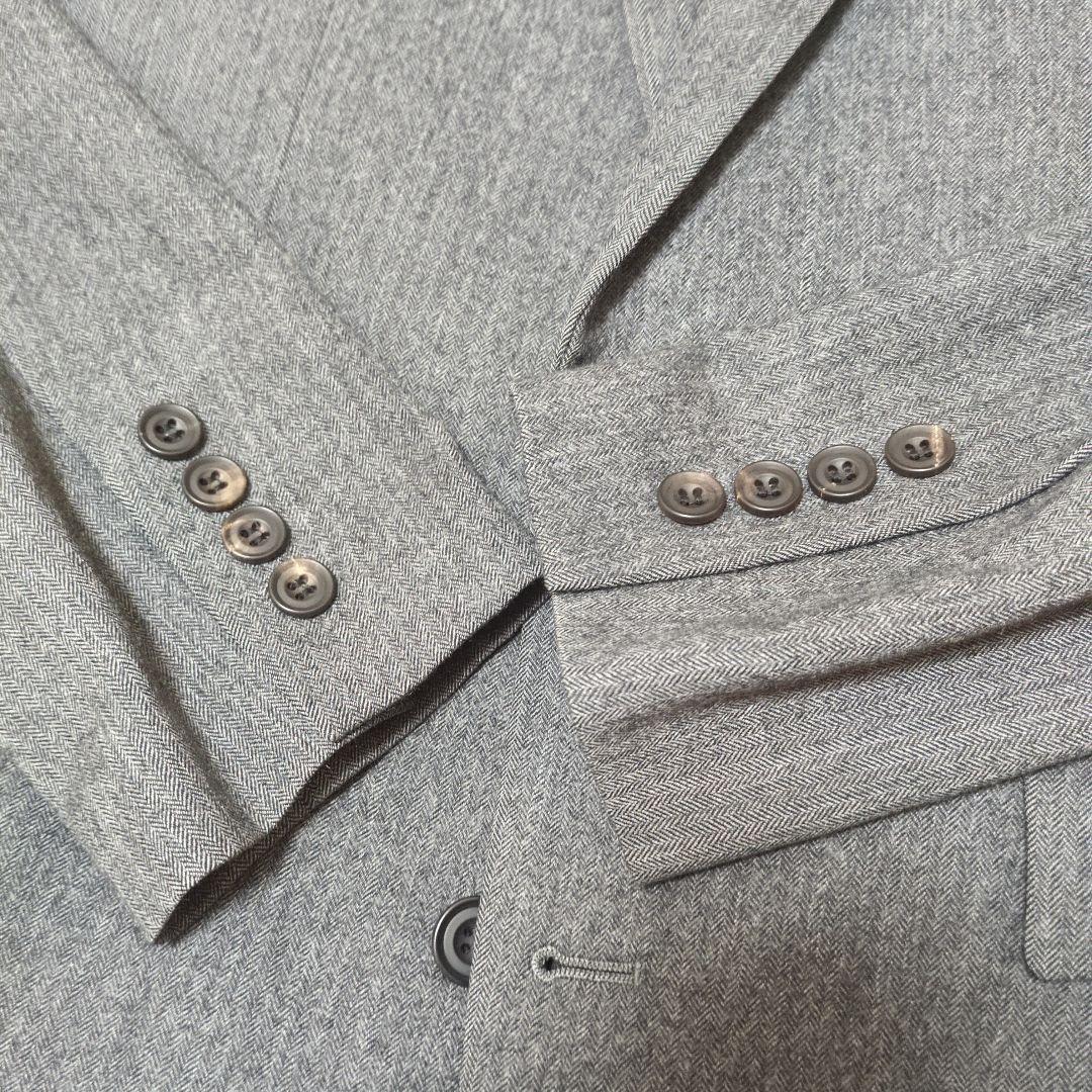 ato　アトウ　ヘリンボーン　セットアップ　総裏　ウール　グレー　46 48
