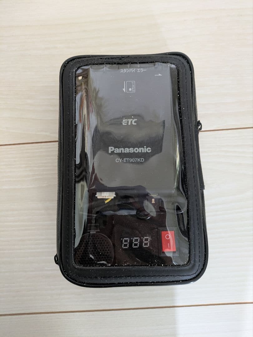 バイク用　ETC車載器 軽自動車セットアップ　自主運用　電池式　防水ケース 付き