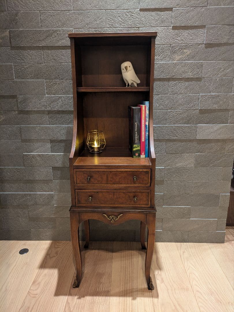 英国 猫脚 アンティーク調 キャビネット 飾り棚 引き出し付き コンソールラック