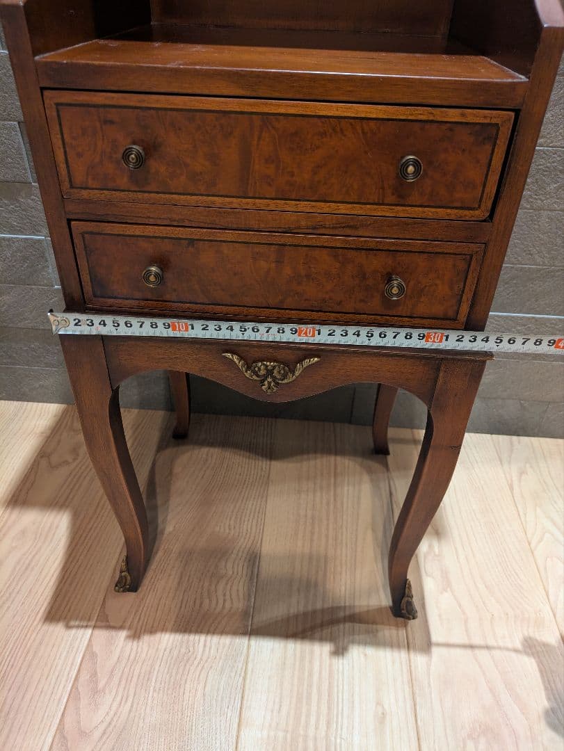 英国 猫脚 アンティーク調 キャビネット 飾り棚 引き出し付き コンソールラック