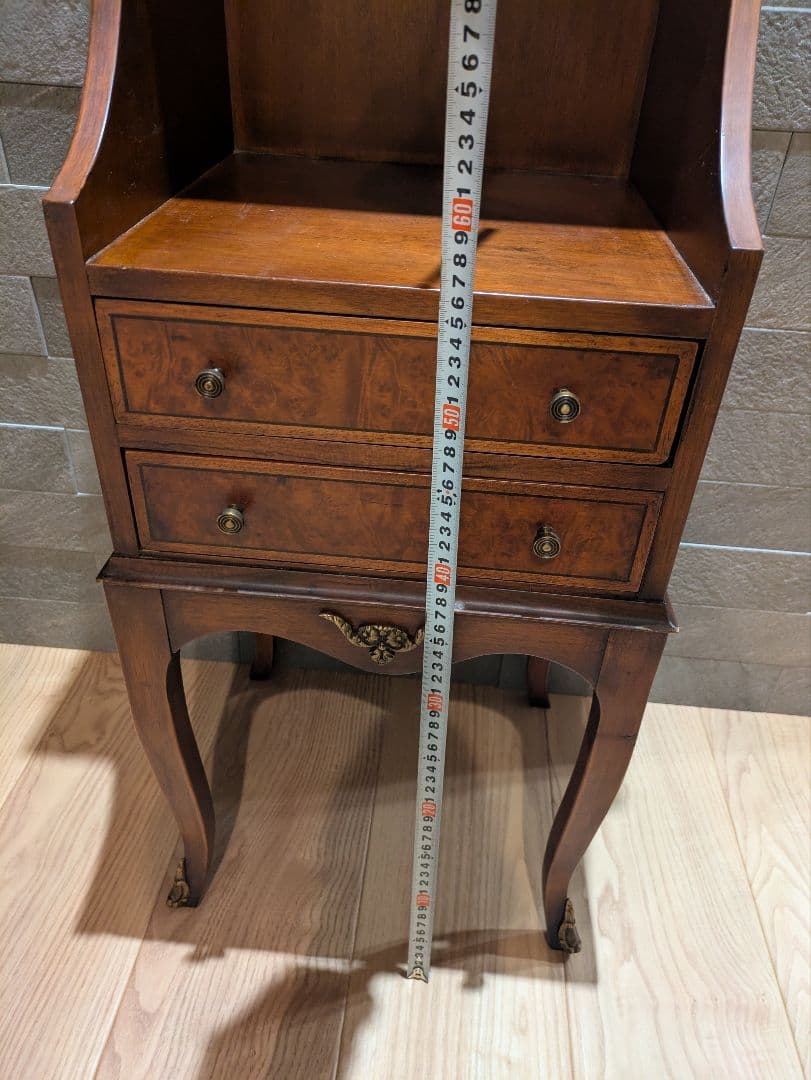 英国 猫脚 アンティーク調 キャビネット 飾り棚 引き出し付き コンソールラック