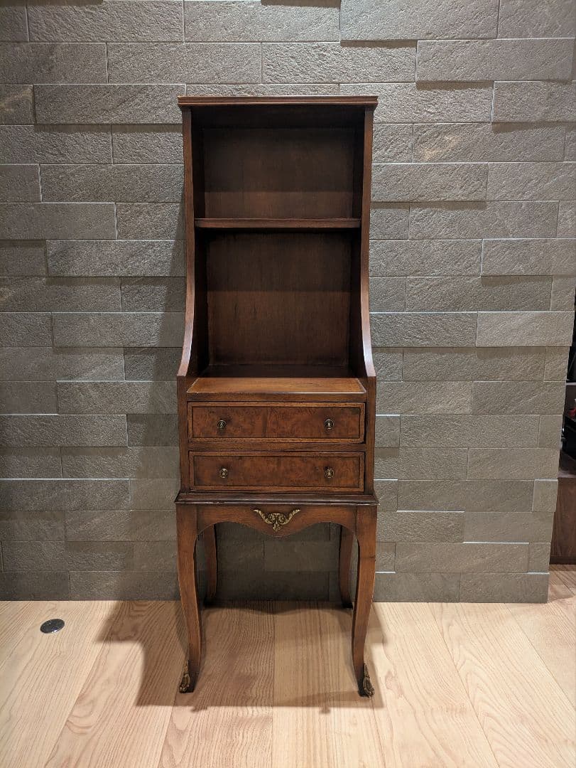 英国 猫脚 アンティーク調 キャビネット 飾り棚 引き出し付き コンソールラック