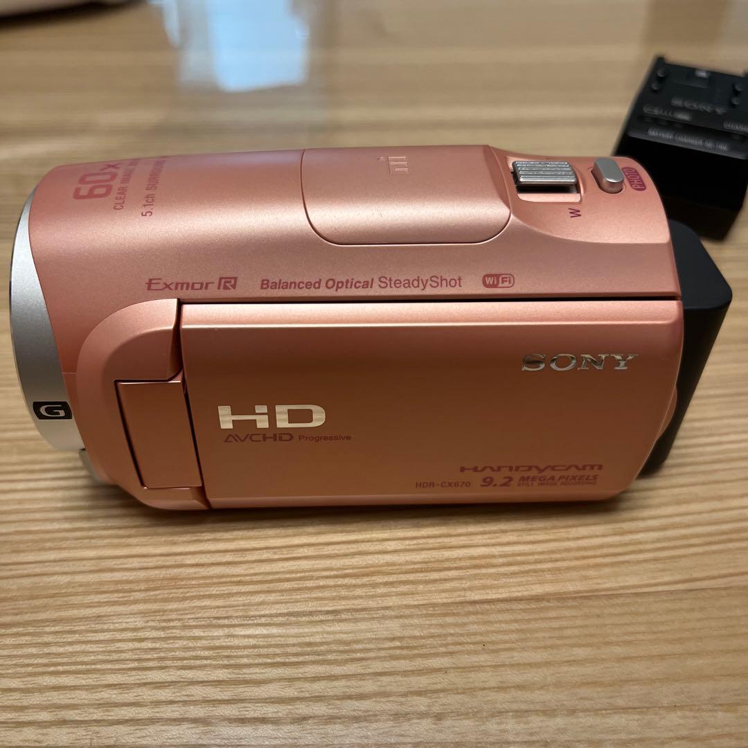 SONY HDR-CX670 ビデオカメラ 本体 ローズゴールド　充電器　ピンク