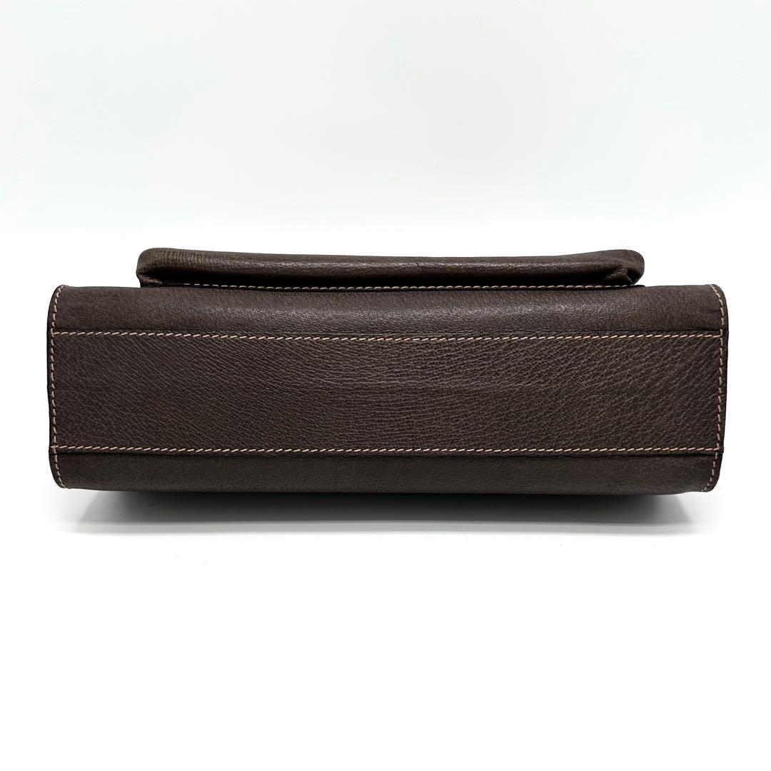 レア極美品 OLD GUCCI クラッチバッグ ロゴ金具 レザー 焦茶 男女兼用