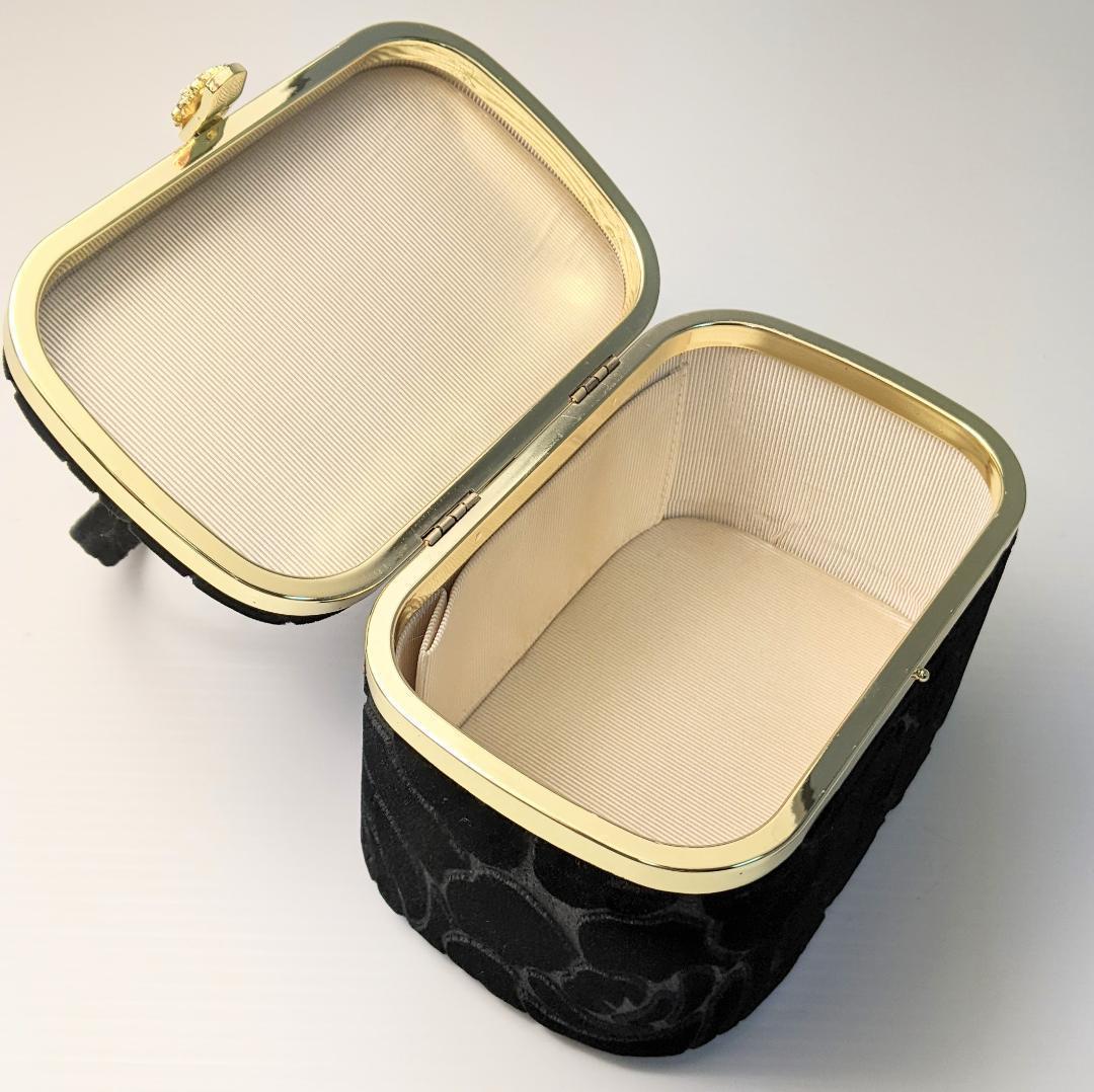 立体ベロア生地 振袖用 草履バッグ セット ブラック u62