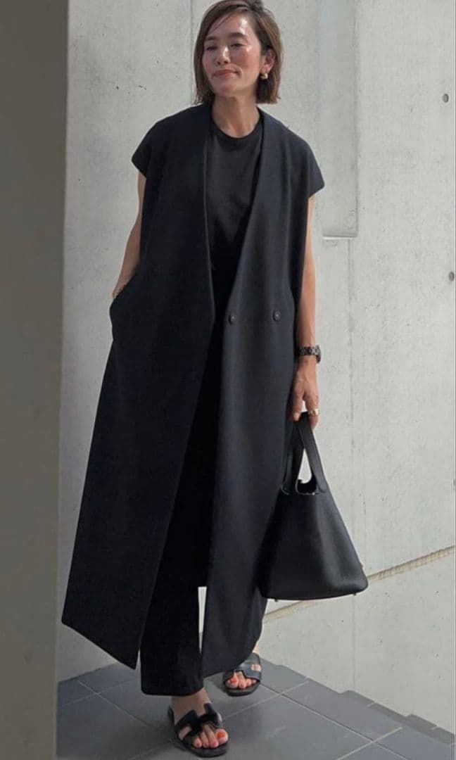 【限定セール】GRACEGRAY ロングベスト ジレ　ネイビー 新品未使用