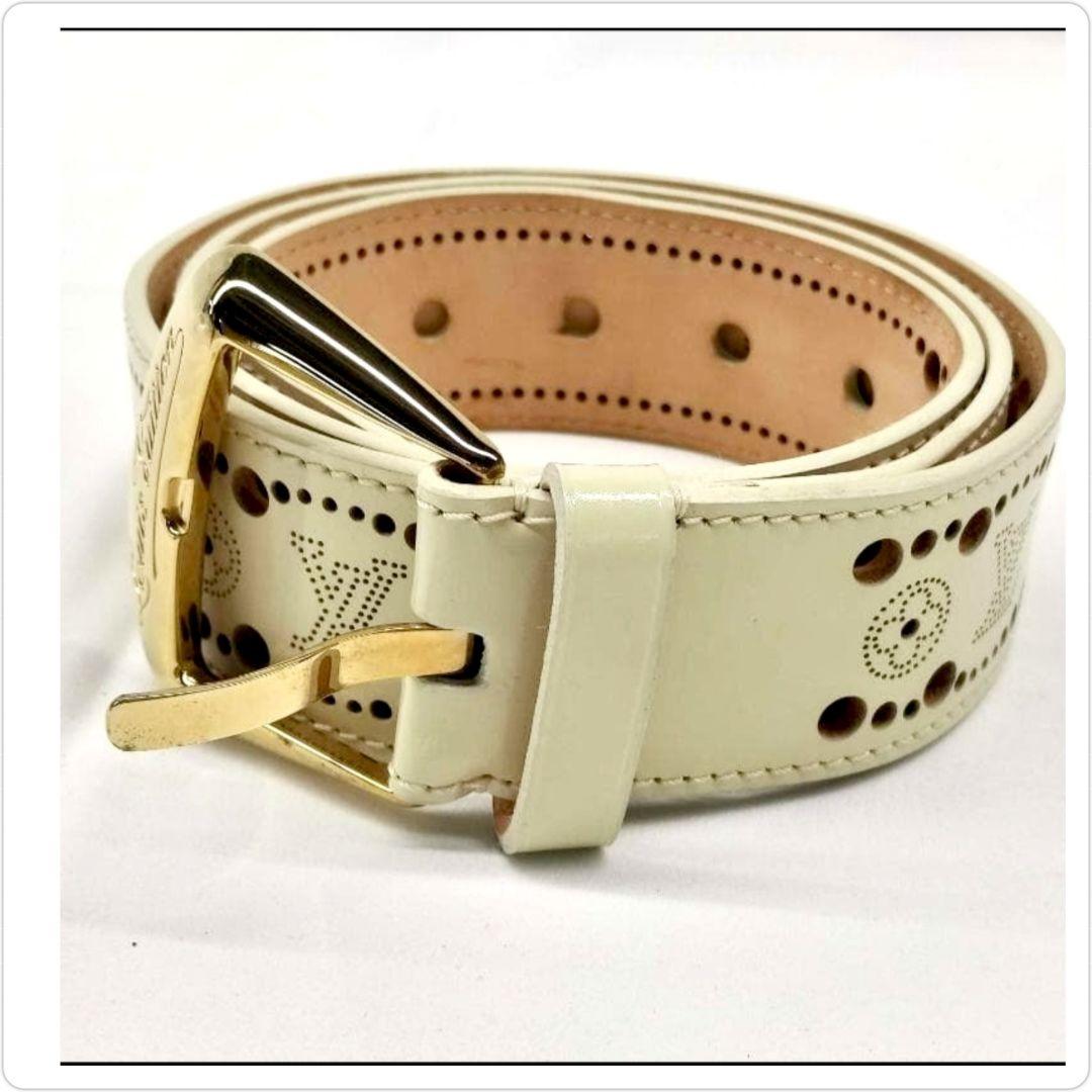 ルイヴィトン サンチュール フェニックス ベルト パンチング 90/36 白系