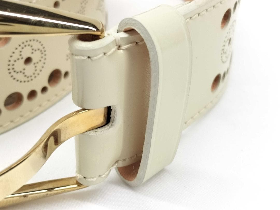 ルイヴィトン サンチュール フェニックス ベルト パンチング 90/36 白系