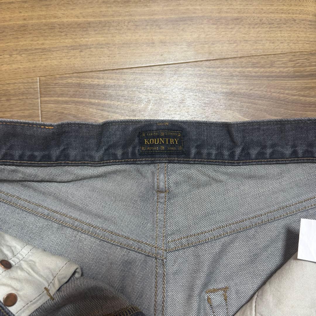 kapital bone 14oz ブラックデニム 5P ショートパンツ　34