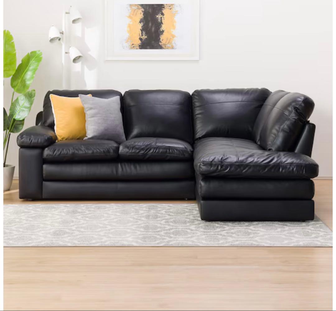 ①ニトリ コーナーソファ ブラック(Sステイツ BK-L)