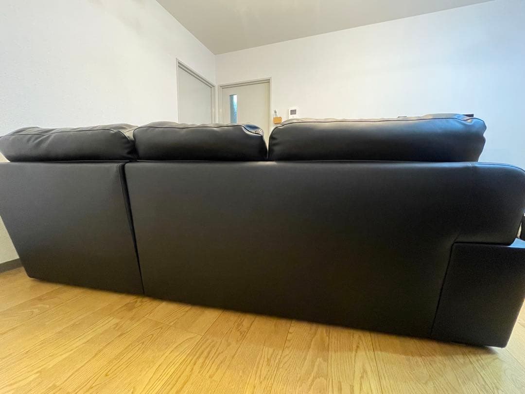 ①ニトリ コーナーソファ ブラック(Sステイツ BK-L)