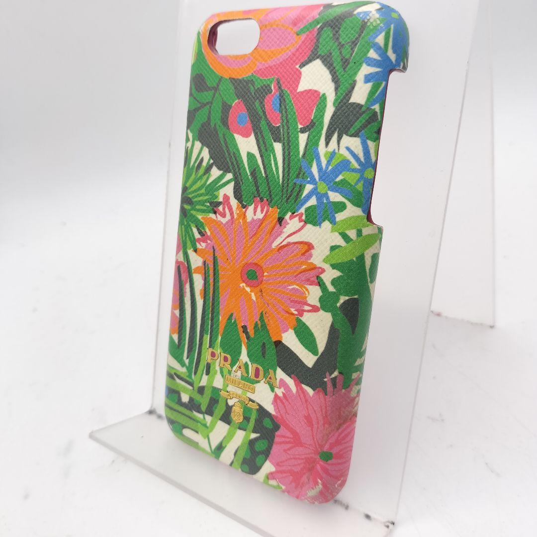 プラダ　iPhone6ケース　ハードケース　トロピカル柄　サフィアーノ　ピンク