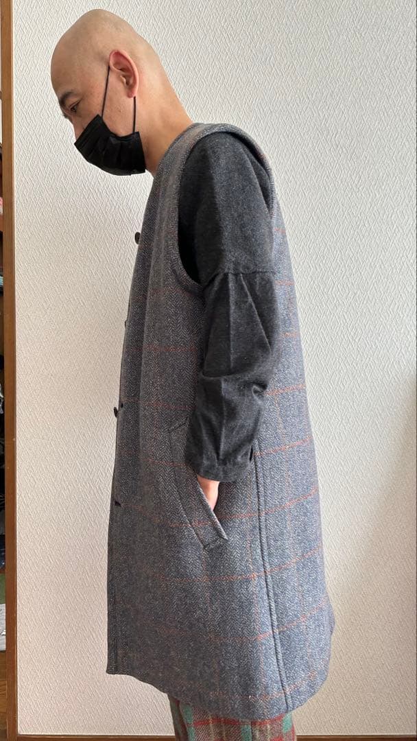 【超貴重モッズ期］コムデギャルソンオムプリュス、ノーカラー袖無しロングジャケット