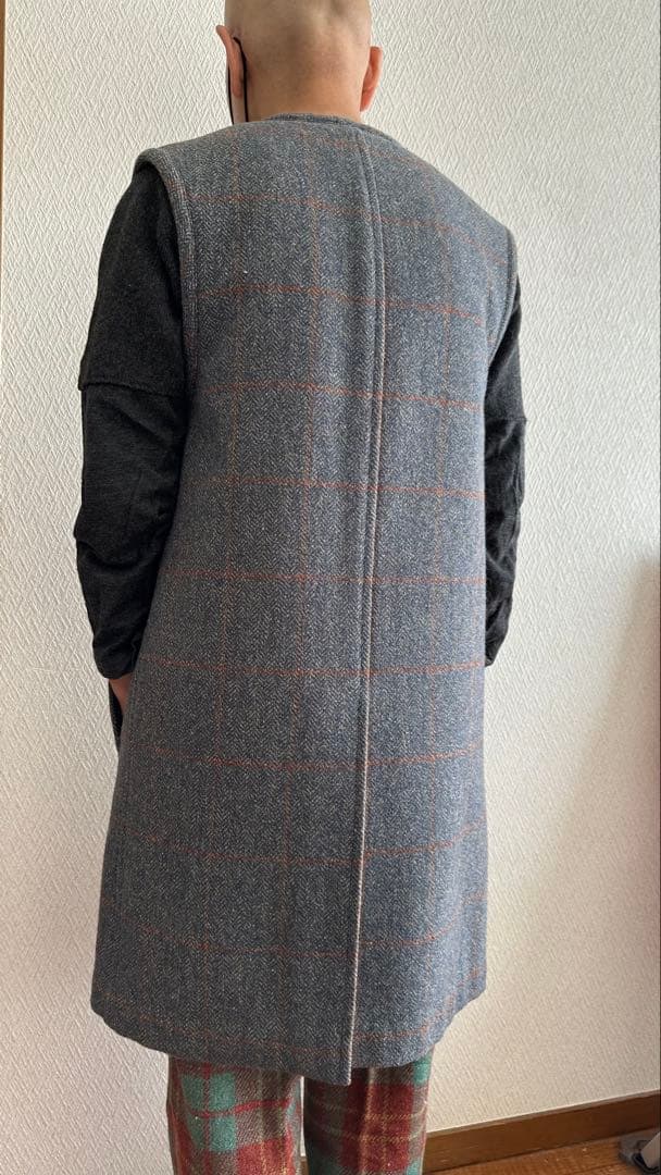 【超貴重モッズ期］コムデギャルソンオムプリュス、ノーカラー袖無しロングジャケット