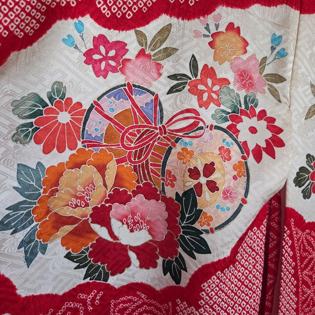 1-2　　正絹　女の子お祝い着物　産着　七五三　絞り