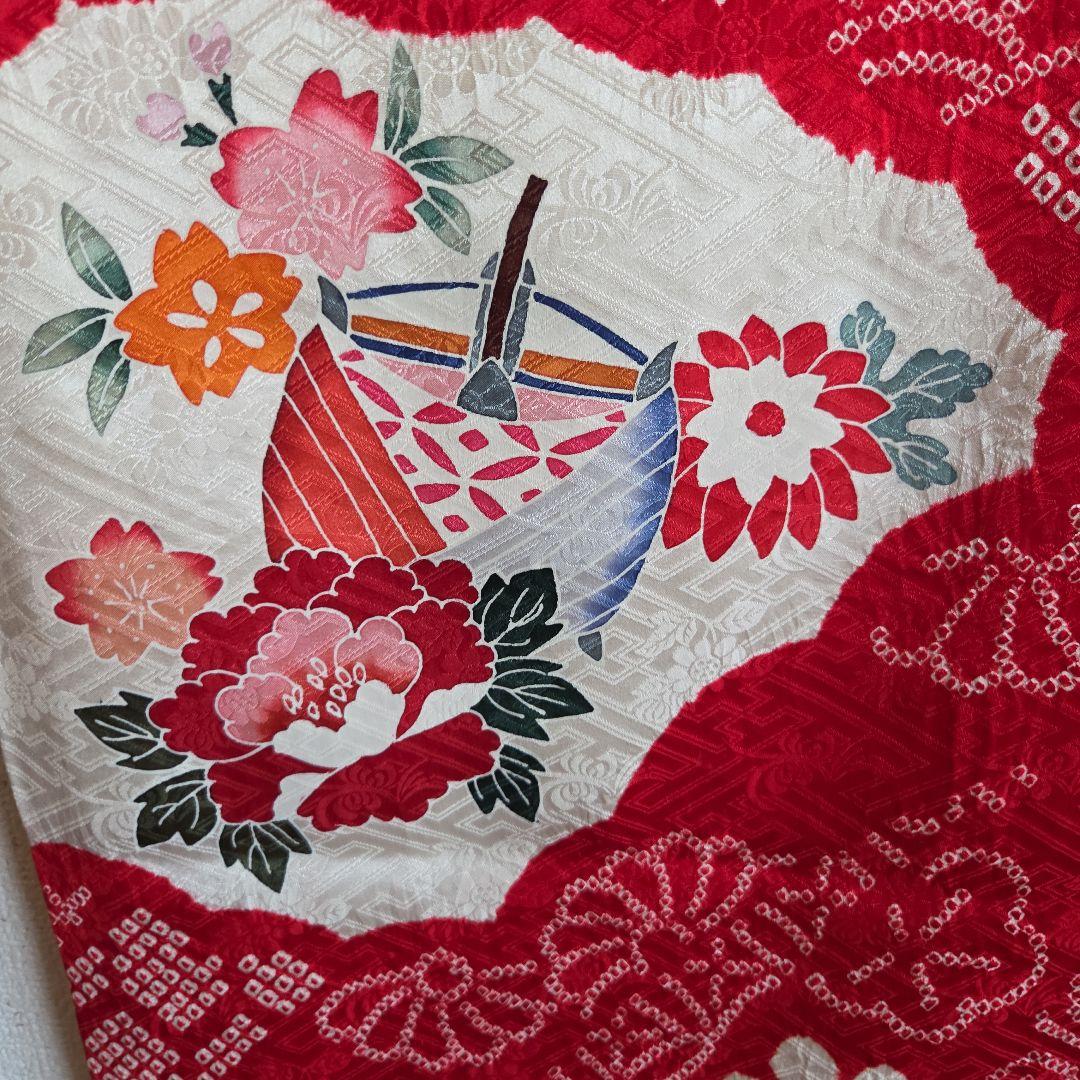 1-2　　正絹　女の子お祝い着物　産着　七五三　絞り